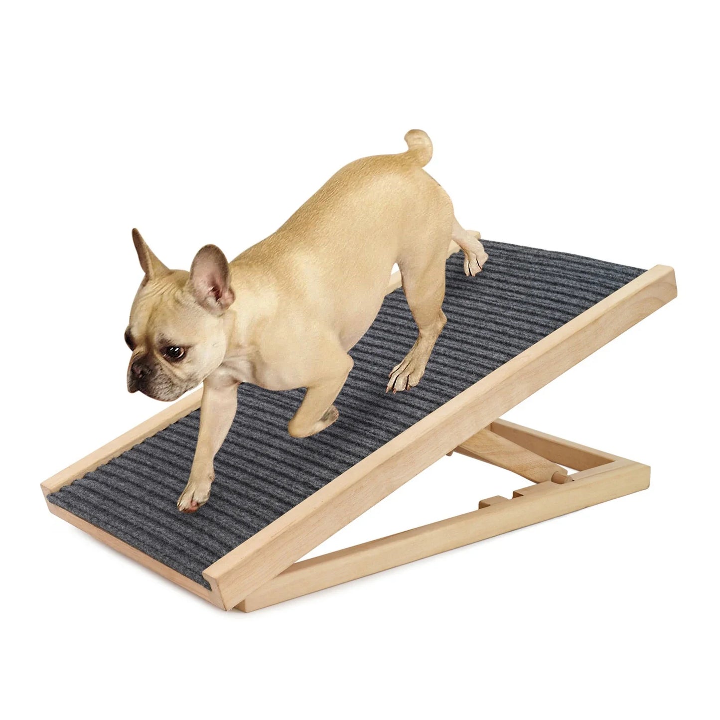 Adjustable Wooden Pet Ramp for Couch & Bed – Foldable 2‑Step/4‑Step Non‑Slip Carpet Ramp for Dogs & Cats (70/100 cm | 27.6/39.4 in)